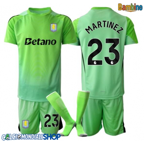 Maglie da calcio Aston Villa Emiliano Martinez #23 Portiere Seconda Maglia Bambino 2025-26 Manica Corta + Pantaloni corti)